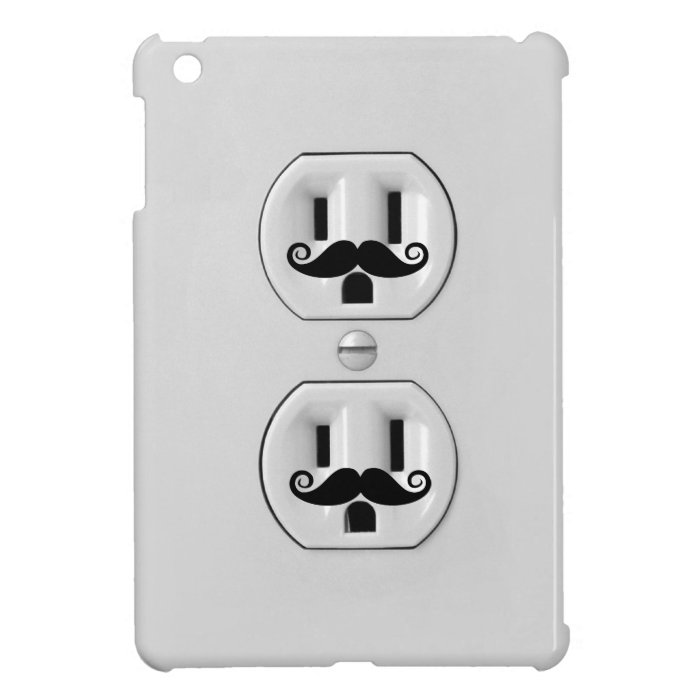 Funny Wall Outlet with mustache iPad Mini Covers | Zazzle