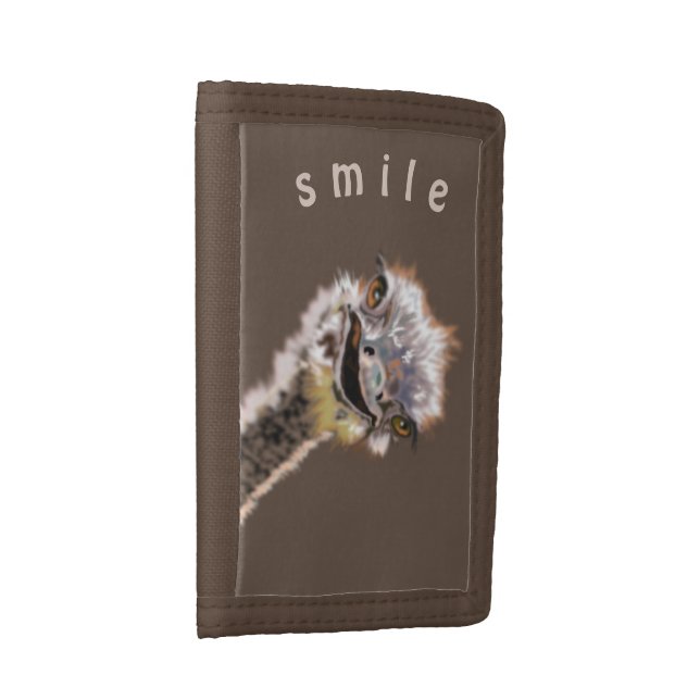 Funny Wallet Playful Ostrich Smile - Custom Text (Side)