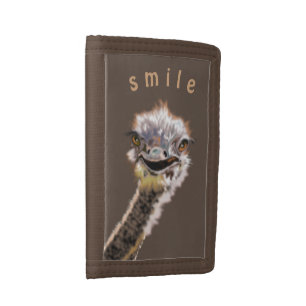 Funny Wallet with Happy Ostrich - Custom Text
