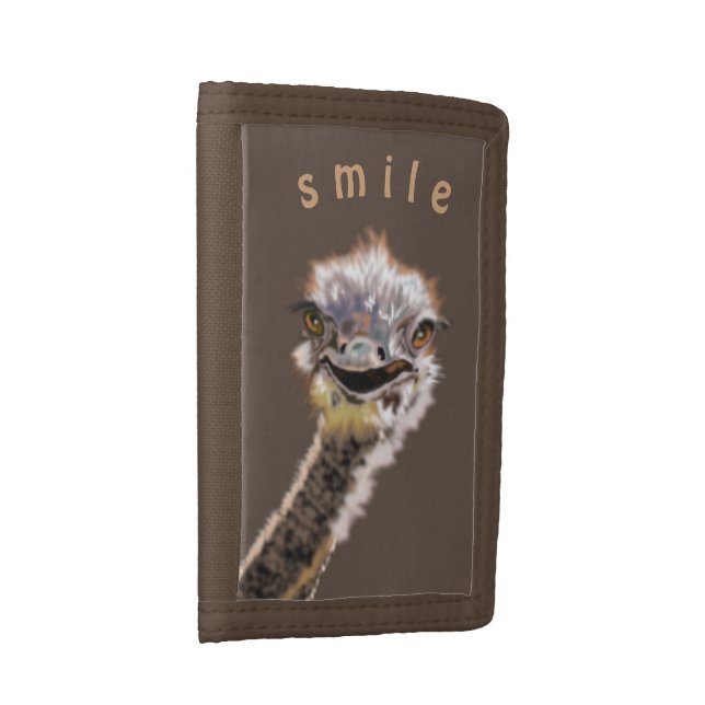 Funny Wallet with Happy Ostrich - Custom Text (Side)