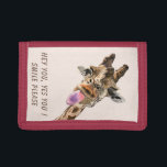 Funny Wallet with Playful Giraffe - Custom Text<br><div class="desc">Funny Wallets with Giraffe Tongue Out and Playful Wink Cartoon Drawing Animal Smile - Choose / Add Your Unique Text / Font / Color - Make Your Special Wallet Gift - Resize and move or remove and add elements / image with customization tool ! - Drawing and Design by MIGNED....</div>