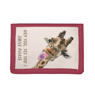 Funny Wallet with Playful Giraffe - Custom Text