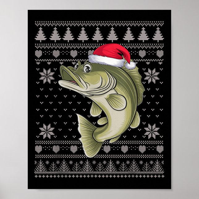 Funny Walleye Fish Ugly Christmas Sweater Santa Xm Poster (Front)