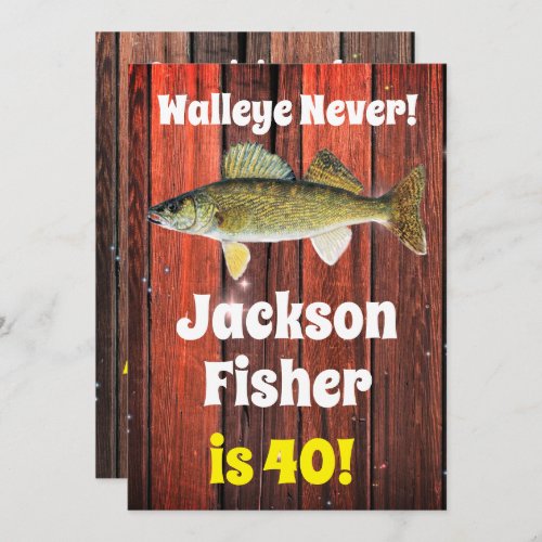 Funny Walleye Fishermans Birthday Invitation
