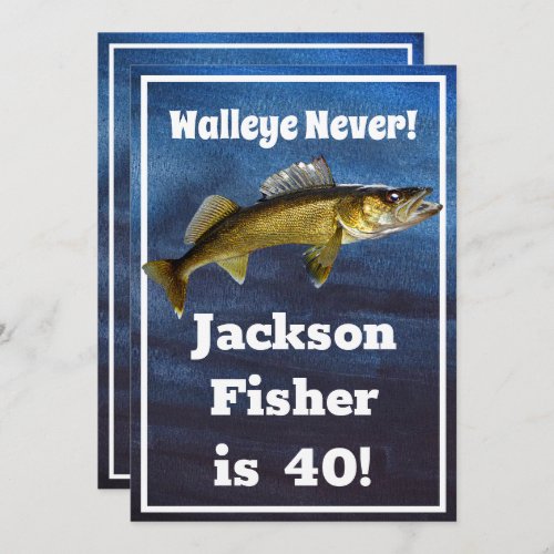 Funny Walleye Fishermans Birthday  Invitation