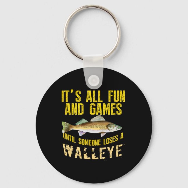 Funny Walleye Fishing Freshwater Fish Graphic Men  Keychain (Front)