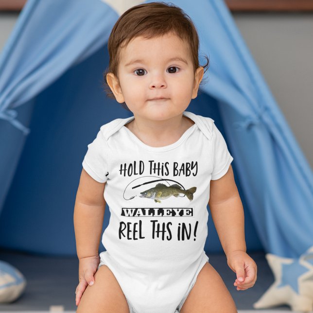Funny Walleye Fishing Pun Reel Rod Hilarious Baby Bodysuit (Creator Uploaded)
