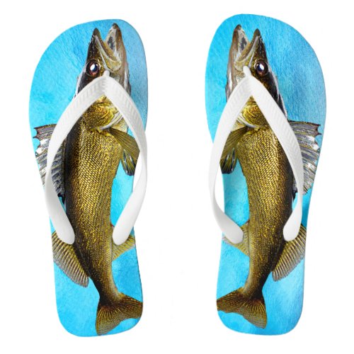 Funny Walleye Pike for the Fisher Flip Flops