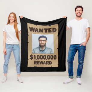 FUNNY Wanted Million Dollar Reward Photo Fleece Blanket