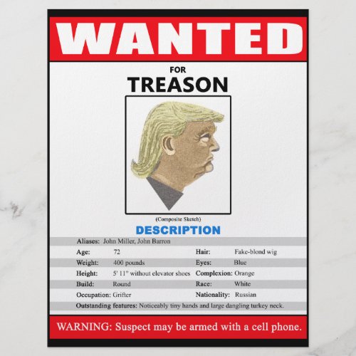 Funny Wanted Trump For Treason Flyer