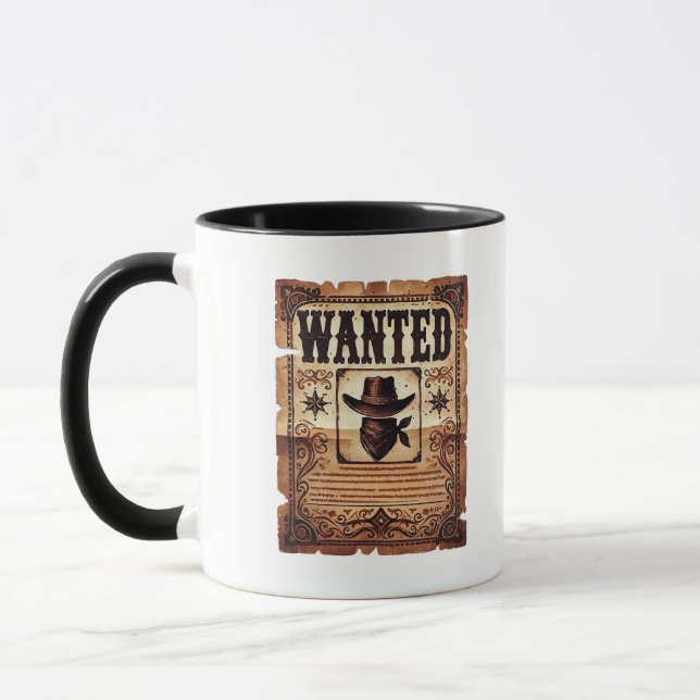 Funny wanted Western add monogram Mug (Left)