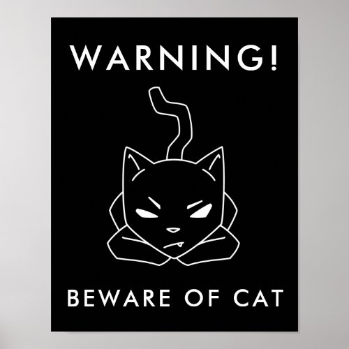 Funny Warning Cat  Beware of Angry Cat Poster