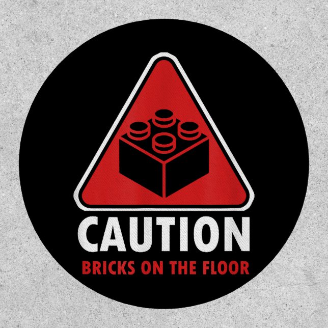 Funny Warning Caution Building Blocks Bricks On Fl Patch (Front)