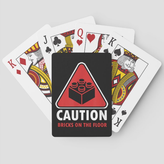 Funny Warning Caution Building Blocks Bricks On Fl Poker Cards (Back)