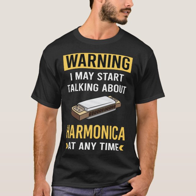 Funny Warning Harmonica Mouth Organ T-Shirt (Front)