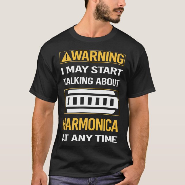 Funny Warning Harmonica Mouth Organ T-Shirt (Front)