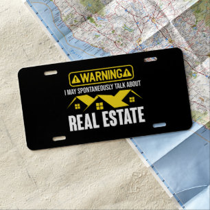 Funny Warning Real Estate Realtor Quote License Plate