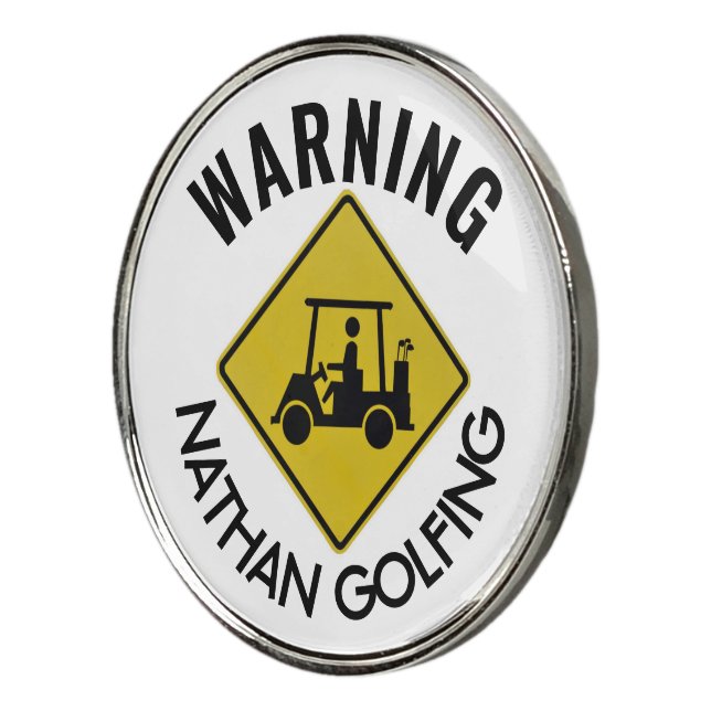 Funny Warning Sign Golf Cart Personalised Ball Marker (3/4)