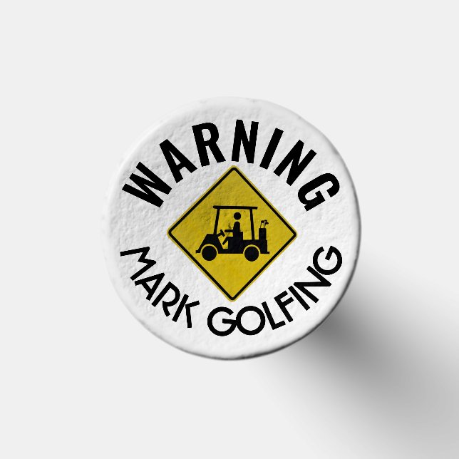 Funny Warning Sign Golf Cart Personalised Golf Tees (Top)