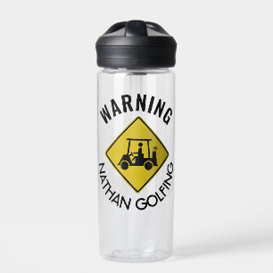 Funny Warning Sign Golf Cart Personalised Water Bottle