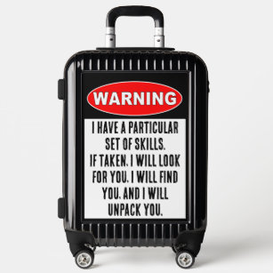 Lightweight hard shell suitcase with funny quote