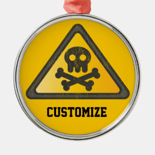 Funny Warning SignThunder_Cove Metal Ornament