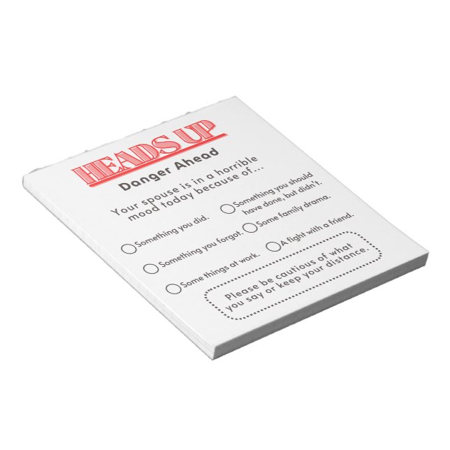 Funny Warning To Spouse  Notepad (Angled)