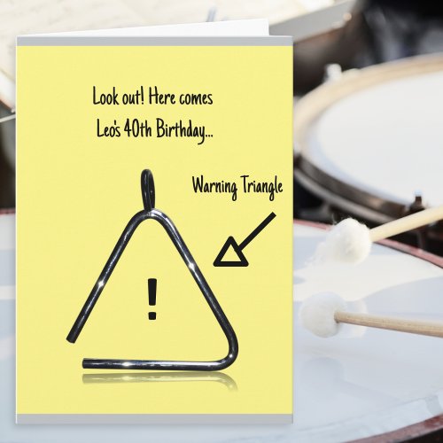 Funny Warning Triangle Custom Name  Age Birthday Card