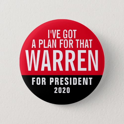 Funny Warren for President 2020 Button