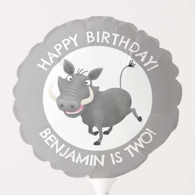 Funny warthog personalized birthday balloon (Front)