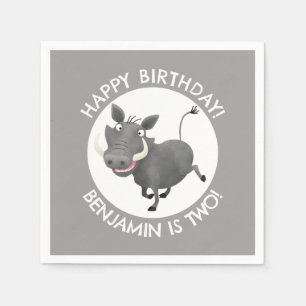 Funny warthog personalized birthday napkins