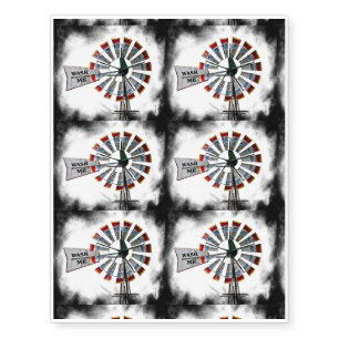 Funny Wash Me Windmill Rural Photographic Art Temporary Tattoos