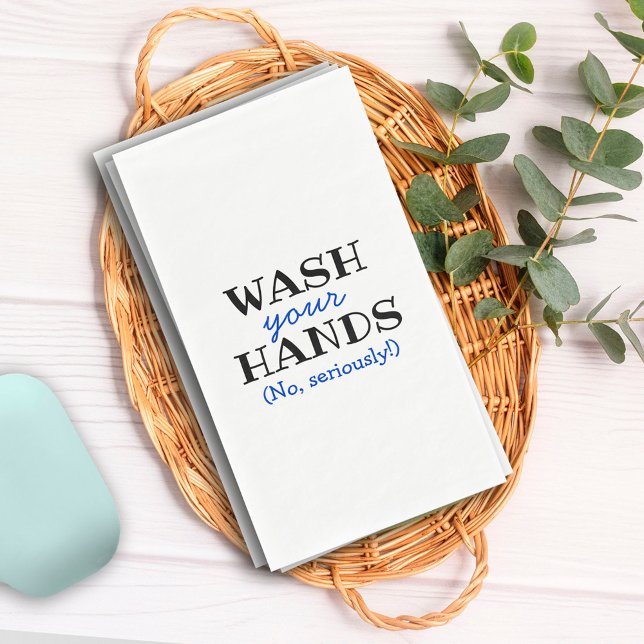 Funny Wash Your Hands Bathroom Humor Paper Guest Towels (Creator Uploaded)