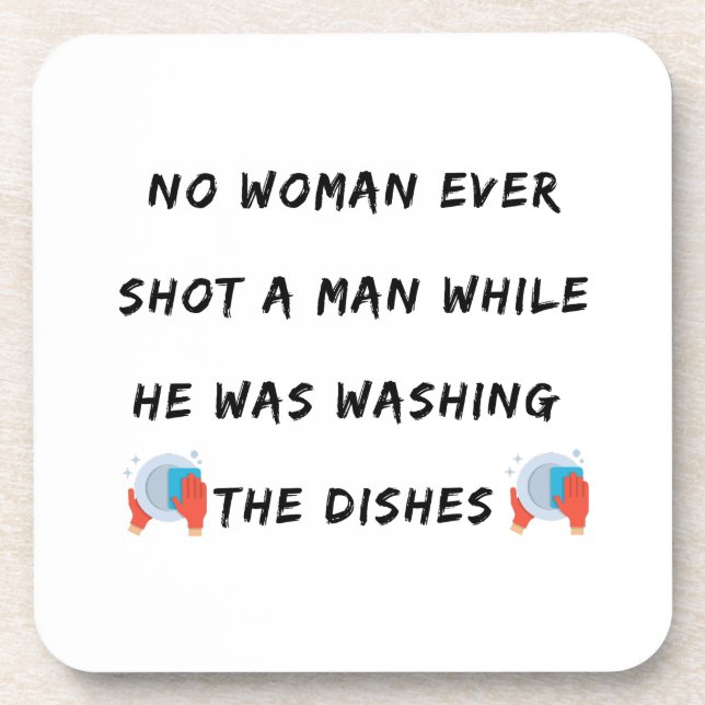 Funny Washing Dishes Quote, Funny Kitchen Quotes Beverage Coaster (Front)