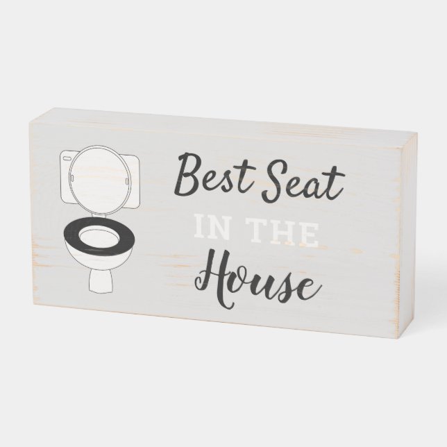 Funny WashroomBathroom Novelty Wooden Box Sign (Angled Horizontal)