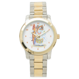 Funny Watch with Snowman Surfer