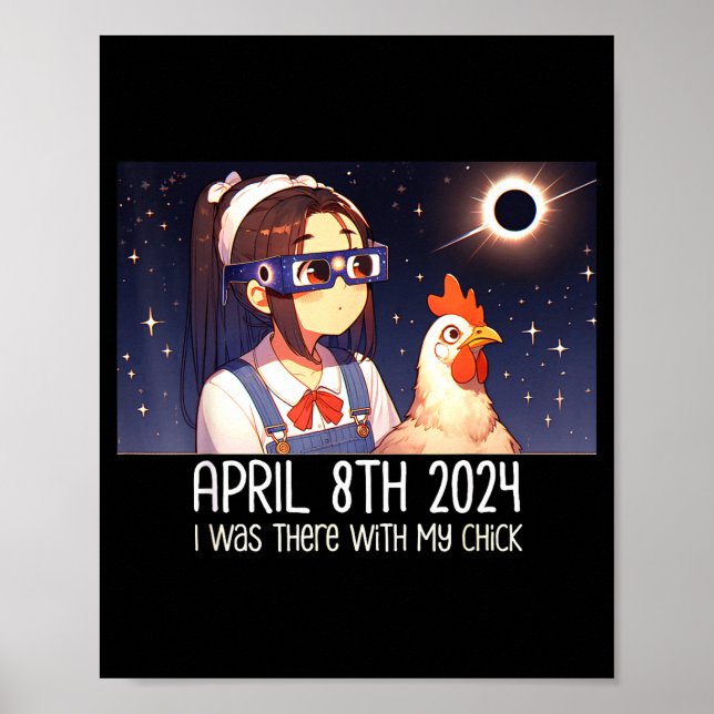 Funny Watching Total Solar Eclipse Chicken Poster (Front)