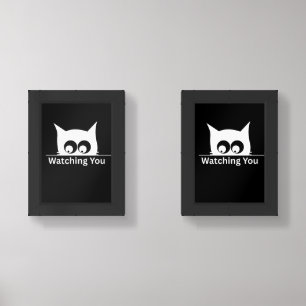 Funny Watching You Cat Cute Minimal Wall Art Sets