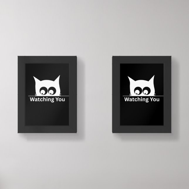 Funny Watching You Cat Cute Minimal Wall Art Sets (Front)