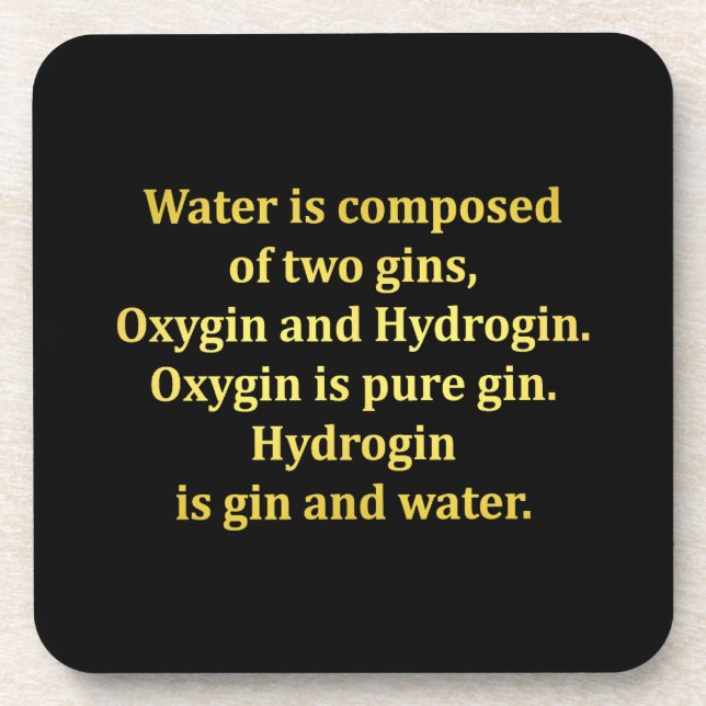 Funny Water and Gin Joke Beverage Coaster (Front)