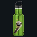Funny Water Bottle with Happy Ostrich - Smile<br><div class="desc">Happy Ostrich Funny Water Bottles - or Choose / add your text / colors</div>