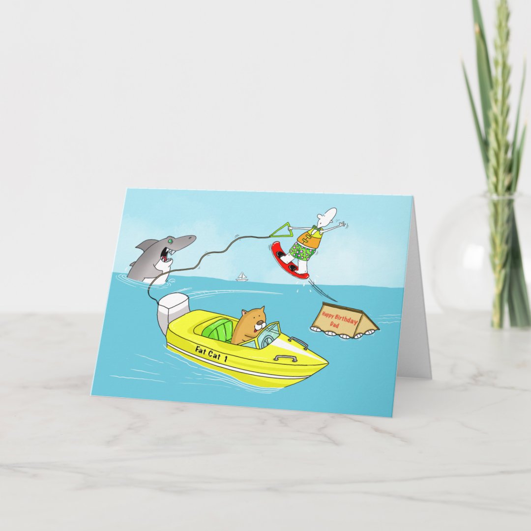 Funny water skiing birthday day card Zazzle