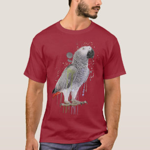 Funny Watercolor African Gray Parrot Bird T-Shirt