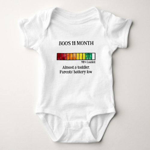 Funny Watercolor Baby Milestone Bodysuit |11 Month