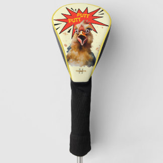 Funny Watercolor Chicken Golf Humor Monogram Head Cover