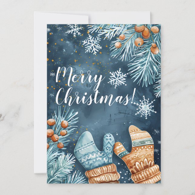 Funny Watercolor Christmas Greeting Card (Front)