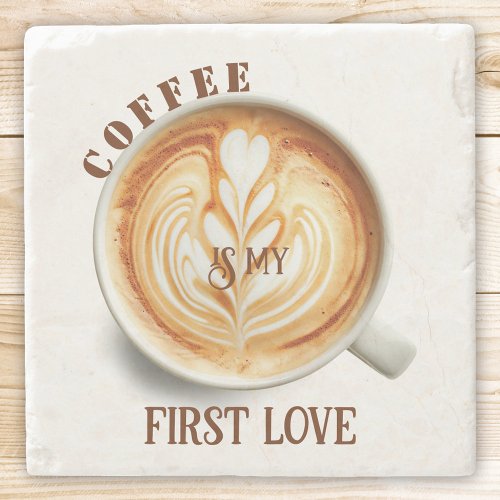 Funny Watercolor Coffee and Cappuccino Love  Stone Coaster