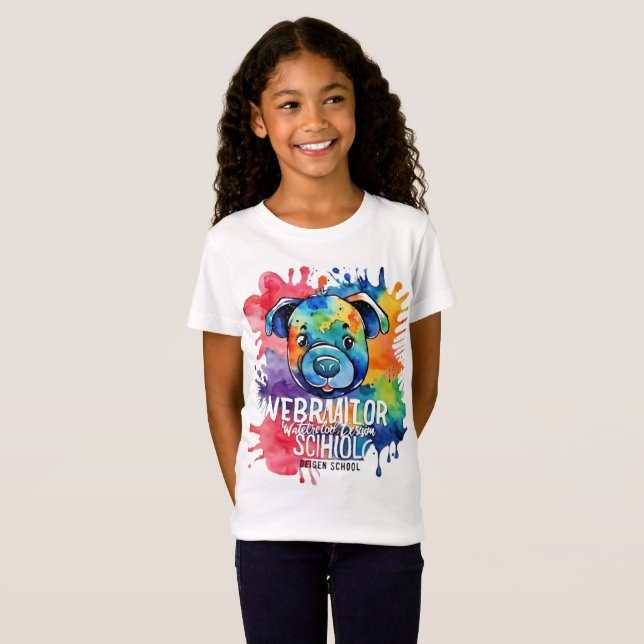 Funny watercolor colorful dog T-Shirt (Front Full)