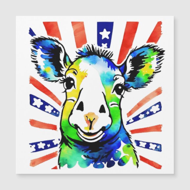 Funny watercolor colorful sheep (Front)