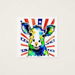 Funny watercolor colorful sheep
